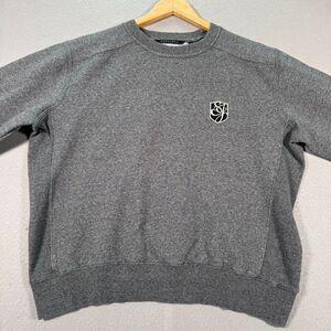 Sean John Crewneck Sweatshirt Mens Large Gray Streetwear Fleece Boxy Short‎